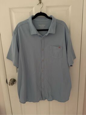 Tommy Bahama Men’s Light Blue Short-Sleeve Button Shirt Size XXL